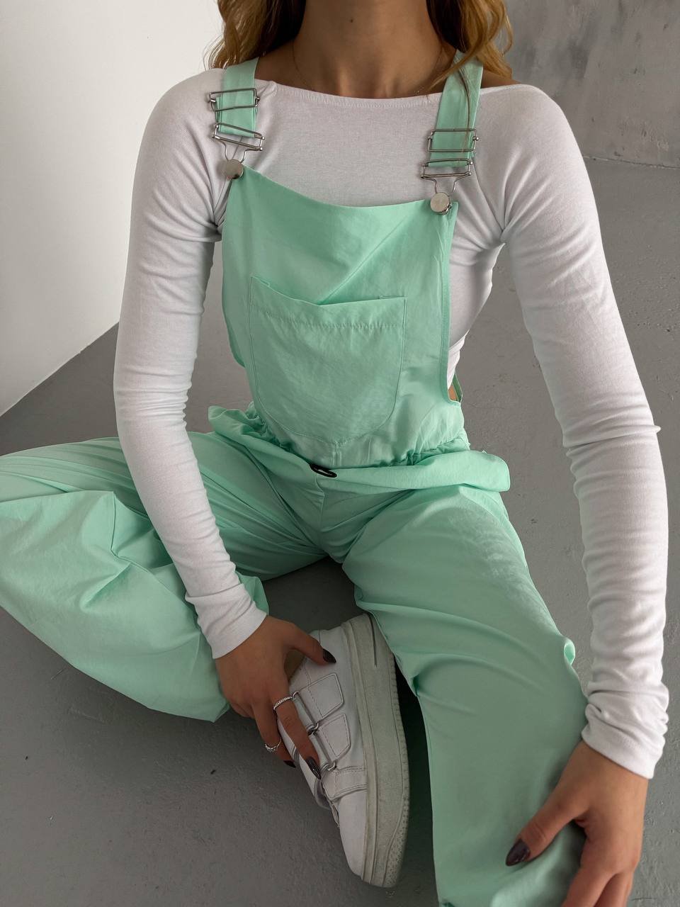 Kadın Askılı Büyük Cep Detaylı Salopet Tulum